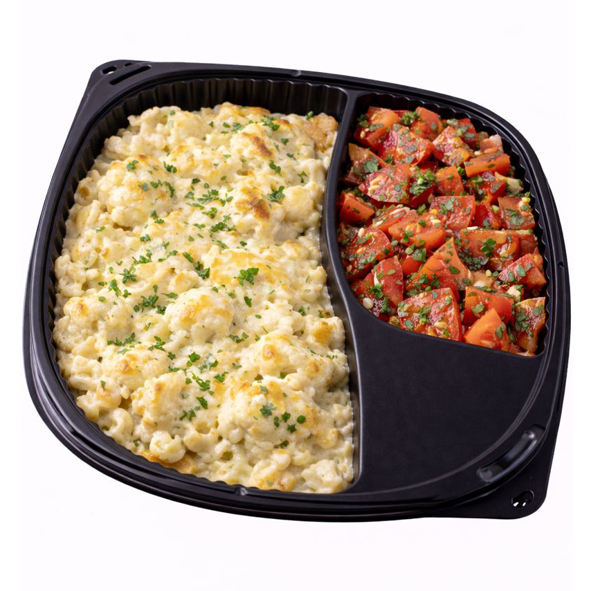 Vegetarijanski / posni meni — gratinirani karfiol sa sirom, paradajz salata